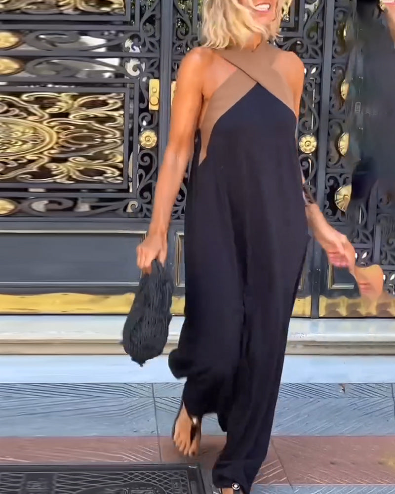 Liora - Flowing Cross-Strap Maxi Dress