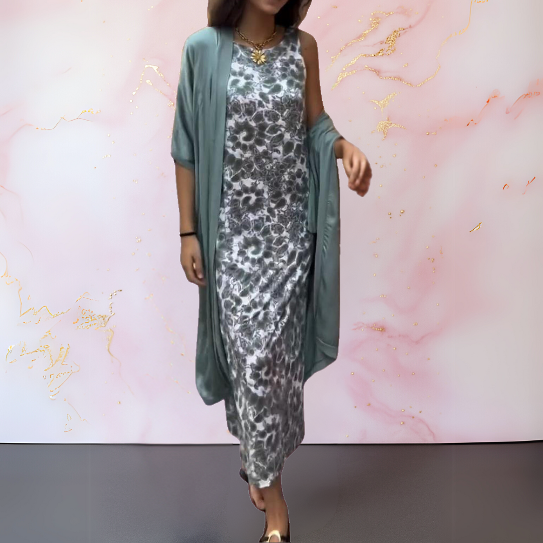 Isotta - Luxe Maxi Dress with Coordinating Shawl